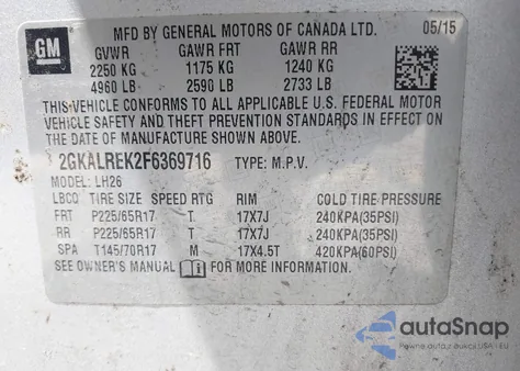 2015 GMC Terrain Sle-2 from USA, damaged, VIN 2GKALREK2F6369716